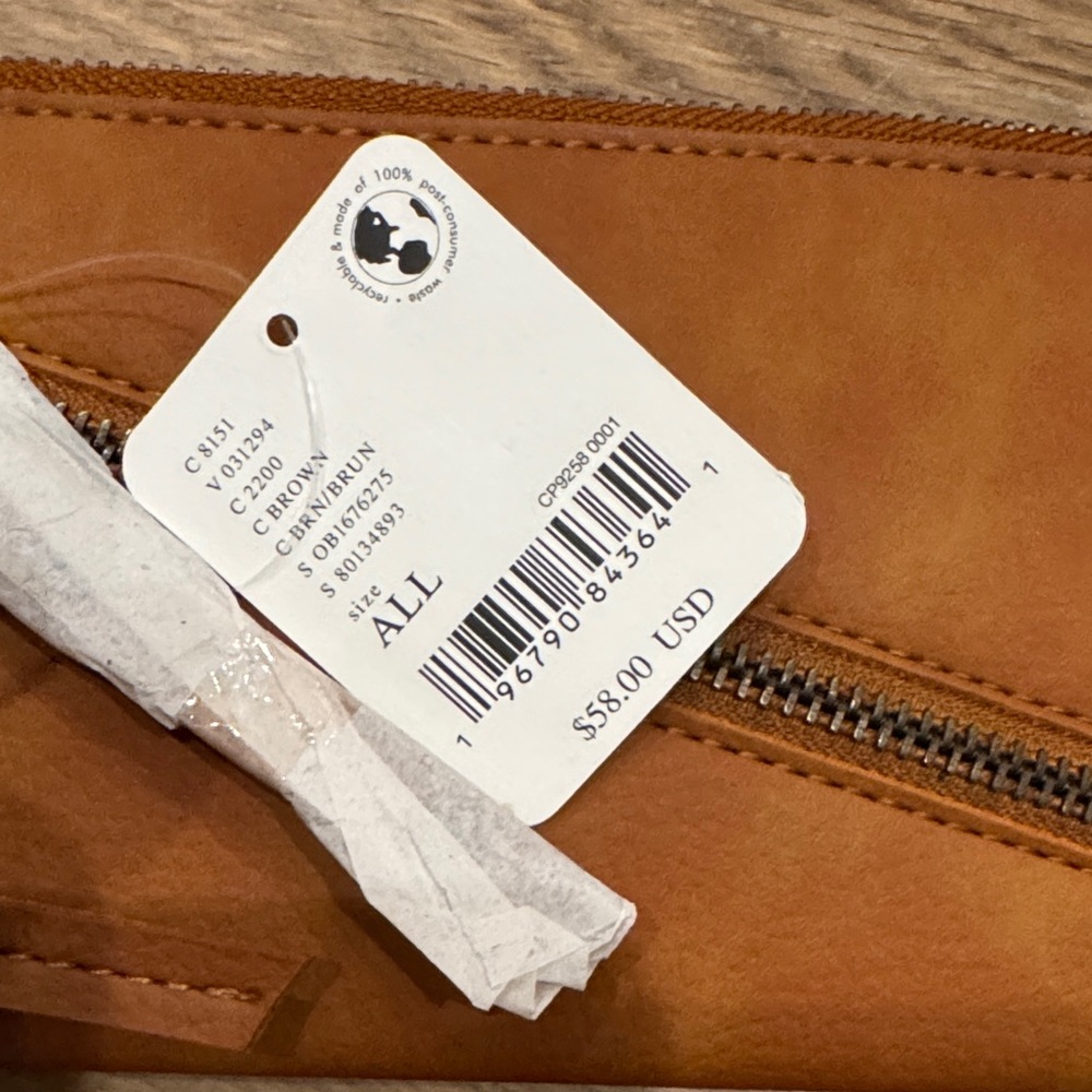 Free People Vegan Brown Wristlet Wallet with Zipper NWT - Picture 4 of 6